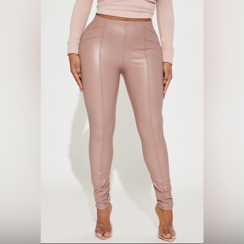 All for You Blush Faux Leather Leggings